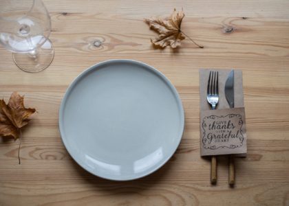 composition of utensils and tableware on wooden table